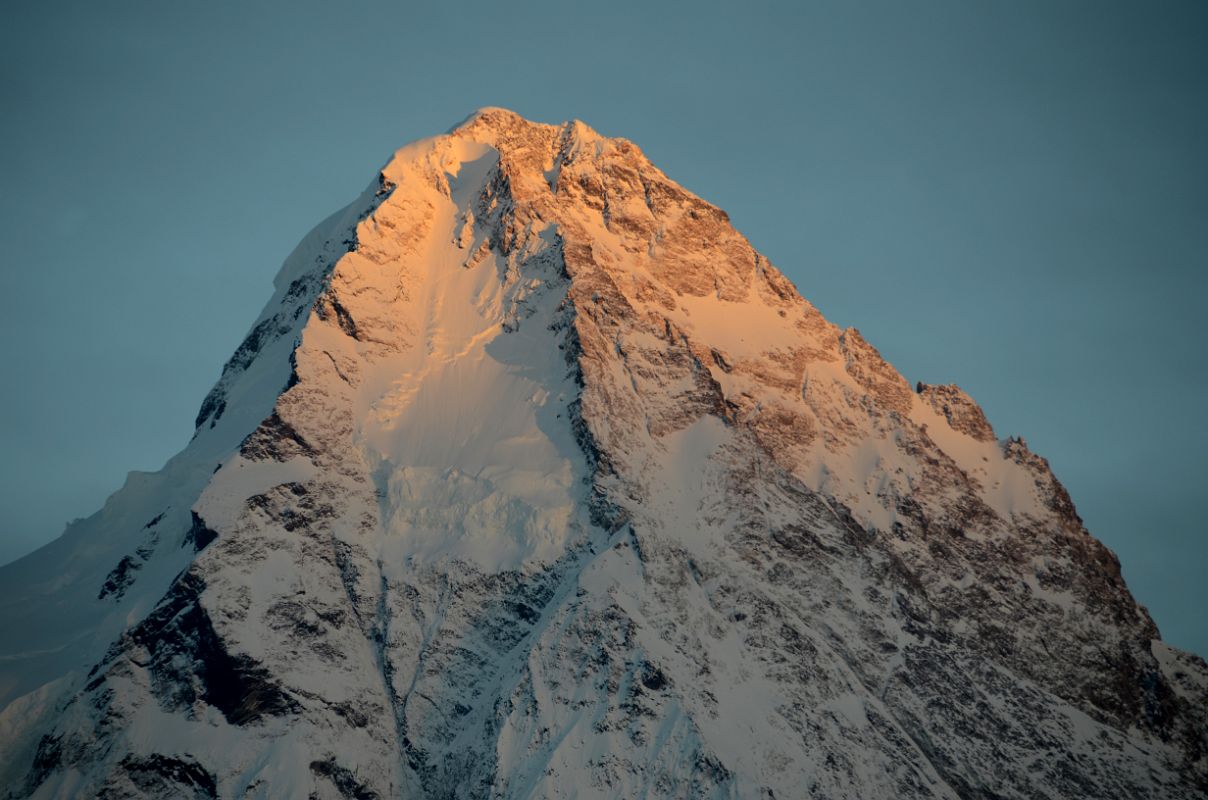 20 Final Rays Of Sunset Creep Up K2 North Face Close Up From K2 North Face Intermediate Base Camp